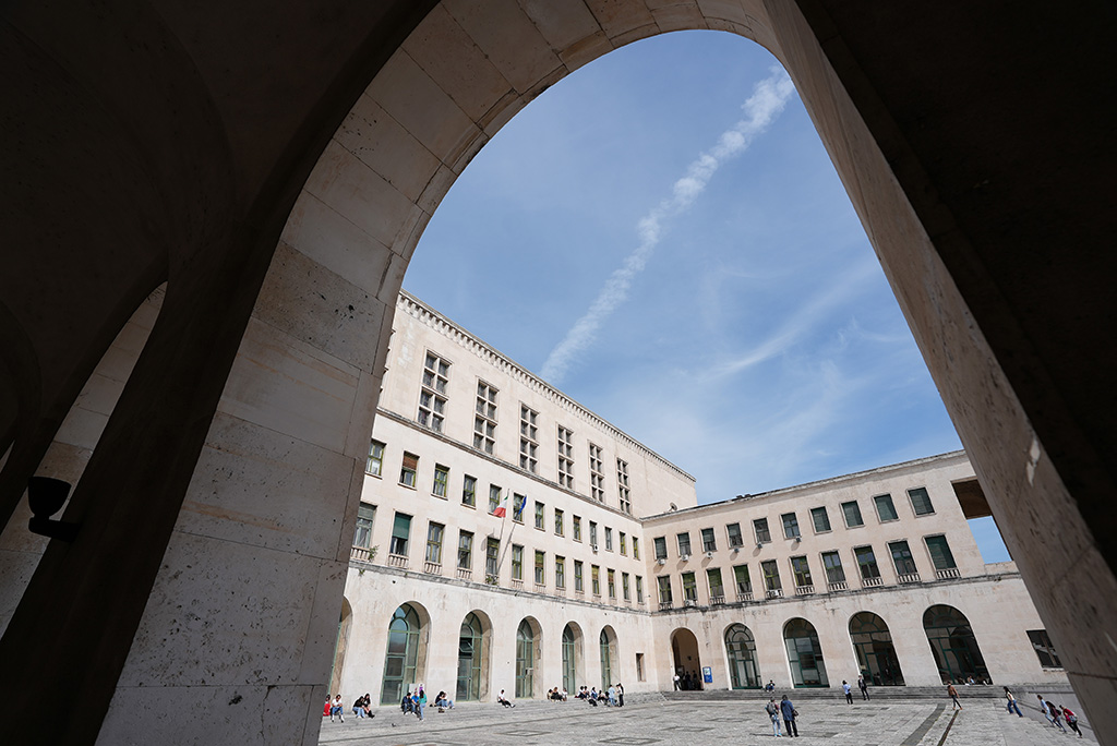 vista della statua Minerva, edificio centrale UniTS